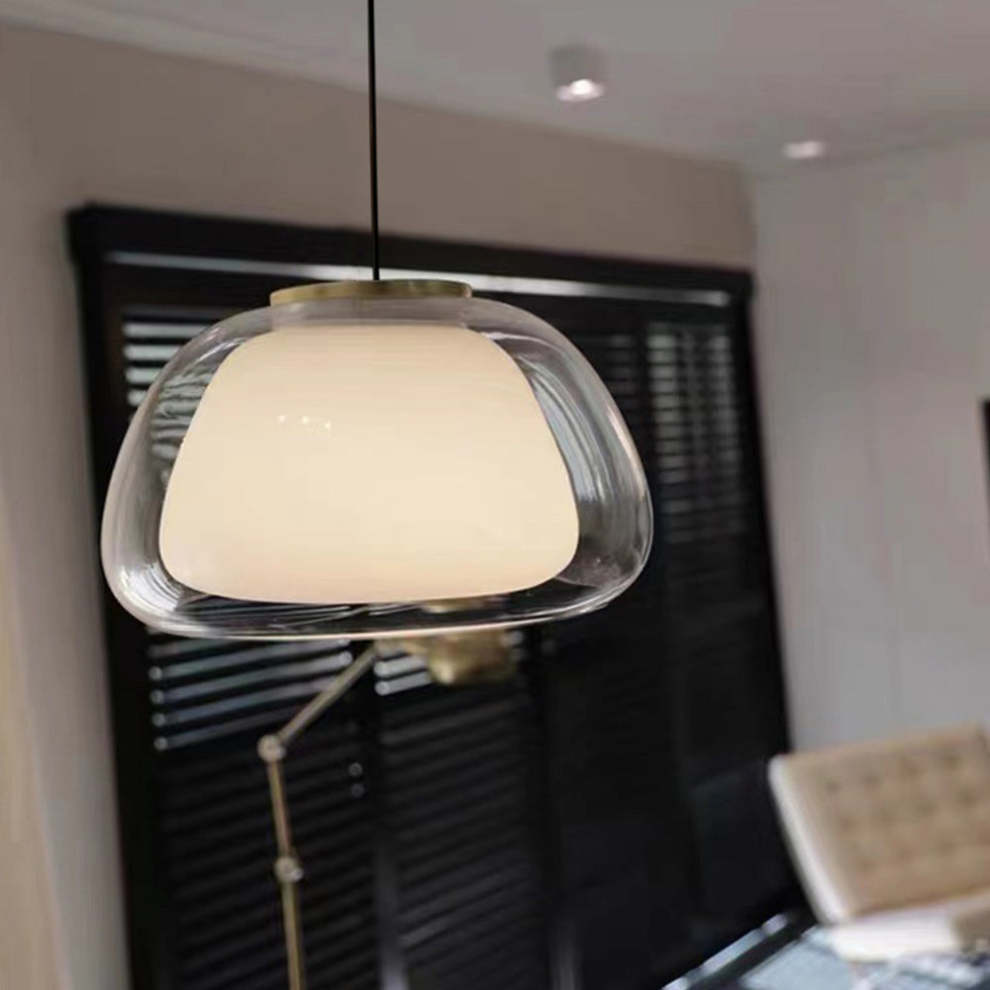 Moderne Jelly pendel i mælkeglas – Elegant stilfuld hængelampe til stue, køkken og spisestue