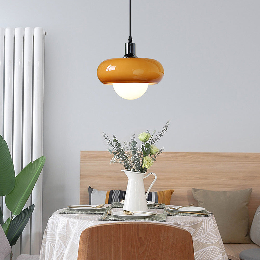 Bauhaus – Vintage Pendellampe i Kaffefarvet Glas til Spisestue og Stue