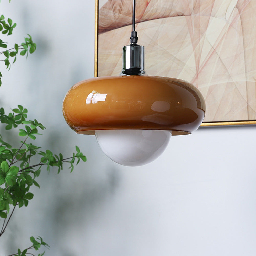 Bauhaus – Vintage Pendellampe i Kaffefarvet Glas til Spisestue og Stue