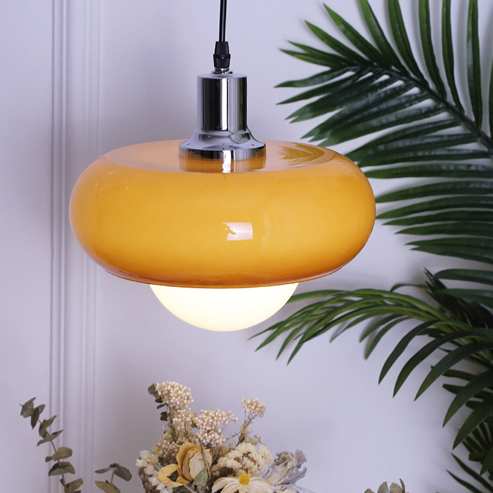 Bauhaus – Vintage Pendellampe i Kaffefarvet Glas til Spisestue og Stue