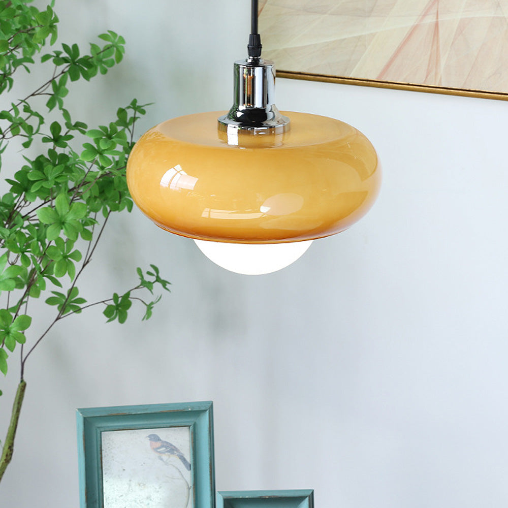 Bauhaus – Vintage Pendellampe i Kaffefarvet Glas til Spisestue og Stue