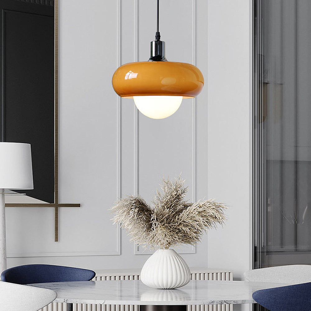 Bauhaus – Vintage Pendellampe i Kaffefarvet Glas til Spisestue og Stue