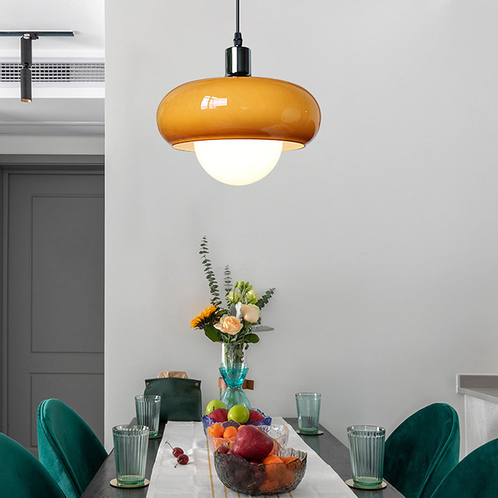 Bauhaus – Vintage Pendellampe i Kaffefarvet Glas til Spisestue og Stue