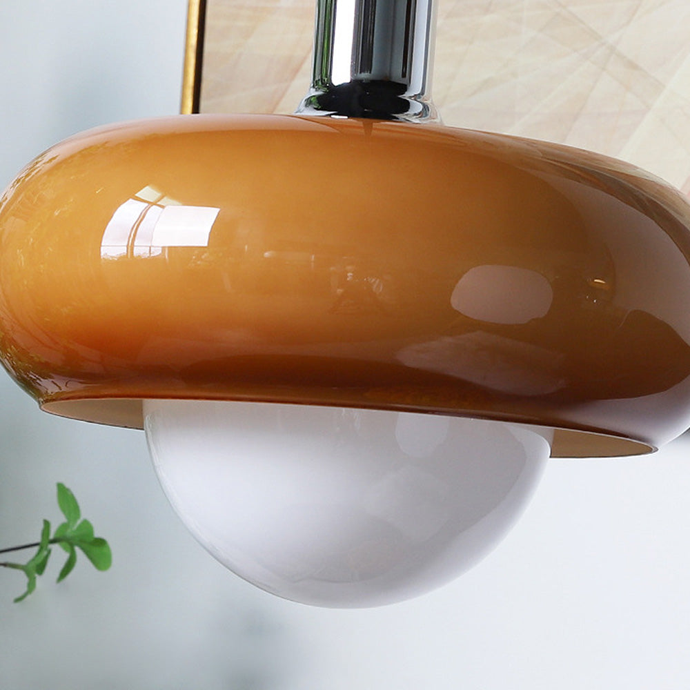 Bauhaus – Vintage Pendellampe i Kaffefarvet Glas til Spisestue og Stue