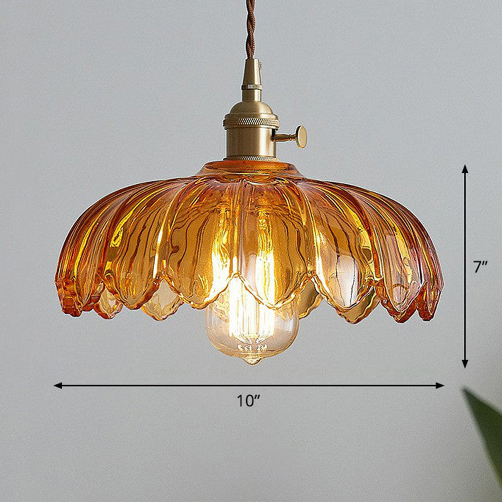 FloraGlaze Vintage – Hængelampe med Glaseret Blomsterdesign i Klassisk Retrostil