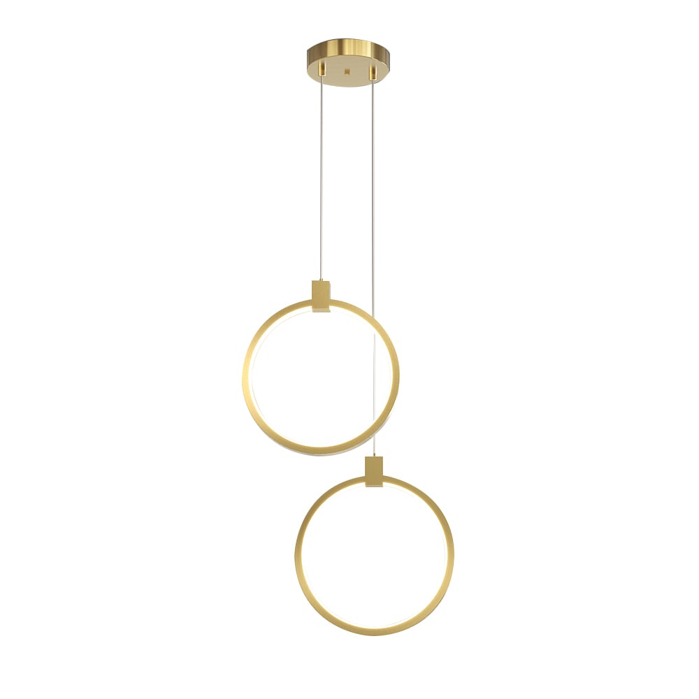 Golden Circle – Elegant 2-Lys Pendellampe i Guld og Messing til Spisestue og Stue