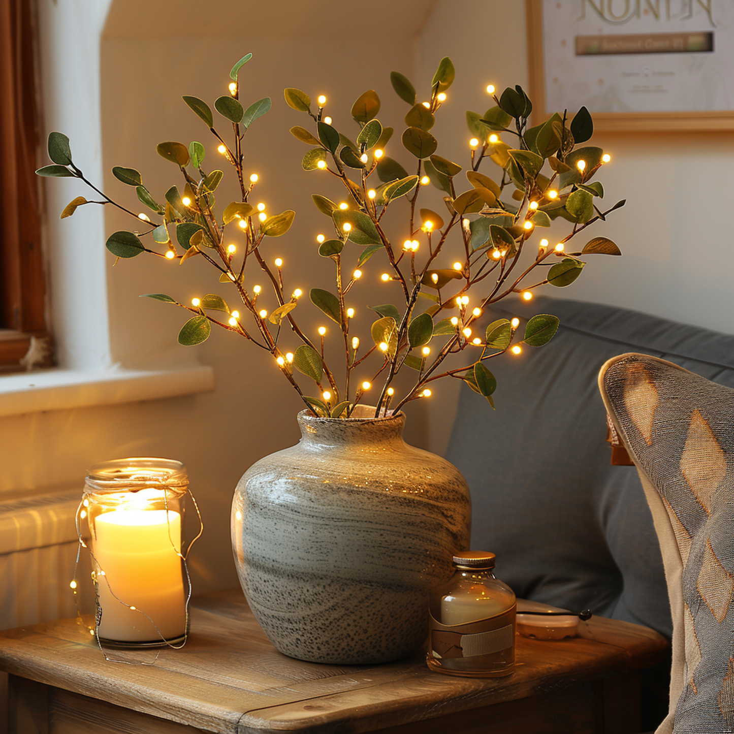 OliveFairy Lights – Dekorativ Lyskæde med Fe-lys på Olivengren til Stemningsfuld Indretning
