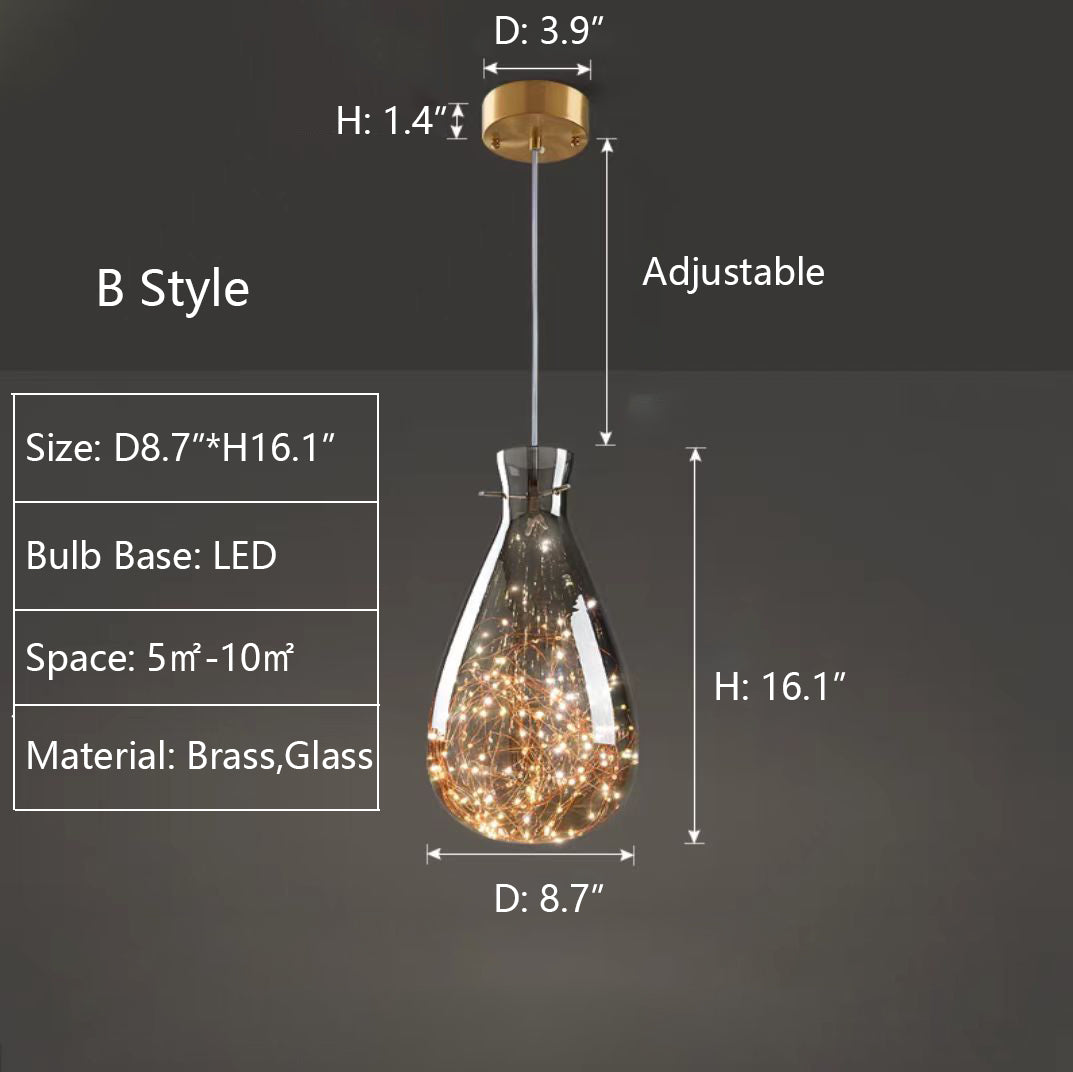 StarrySky – Moderne Pendellampe i Gråt Glas med Stjernehimmel-Effekt til Spisestue og Stue
