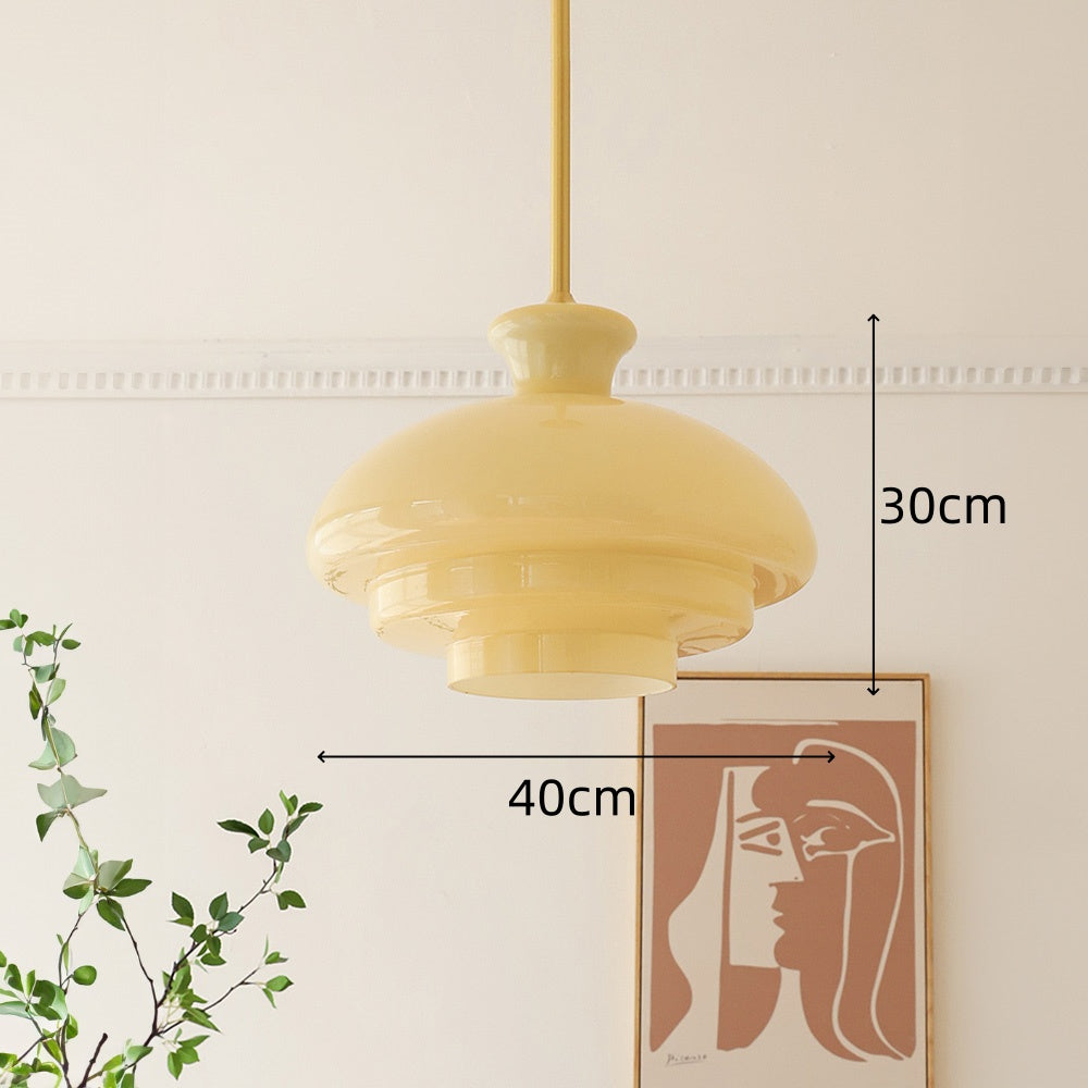 Bauhaus Glaspendel – Vintage Loftlampe i Cremegul Glas til Spisestue og Stue