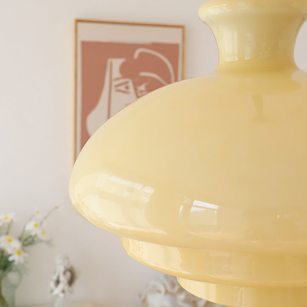 Bauhaus Glaspendel – Vintage Loftlampe i Cremegul Glas til Spisestue og Stue