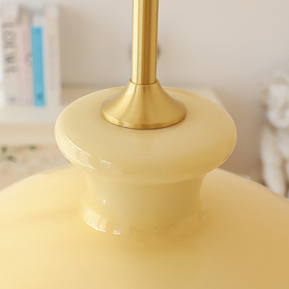 Bauhaus Glaspendel – Vintage Loftlampe i Cremegul Glas til Spisestue og Stue