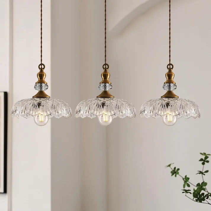 Midt i århundredet mini køkkenø pendel i glas – Elegant retro hængelampe til køkken og spisestue