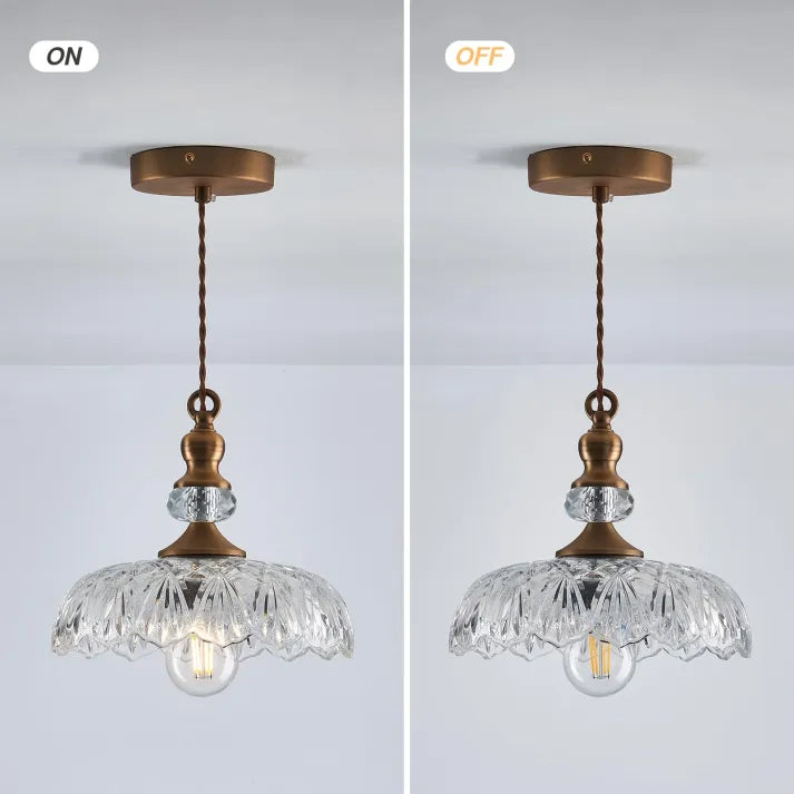 Midt i århundredet mini køkkenø pendel i glas – Elegant retro hængelampe til køkken og spisestue