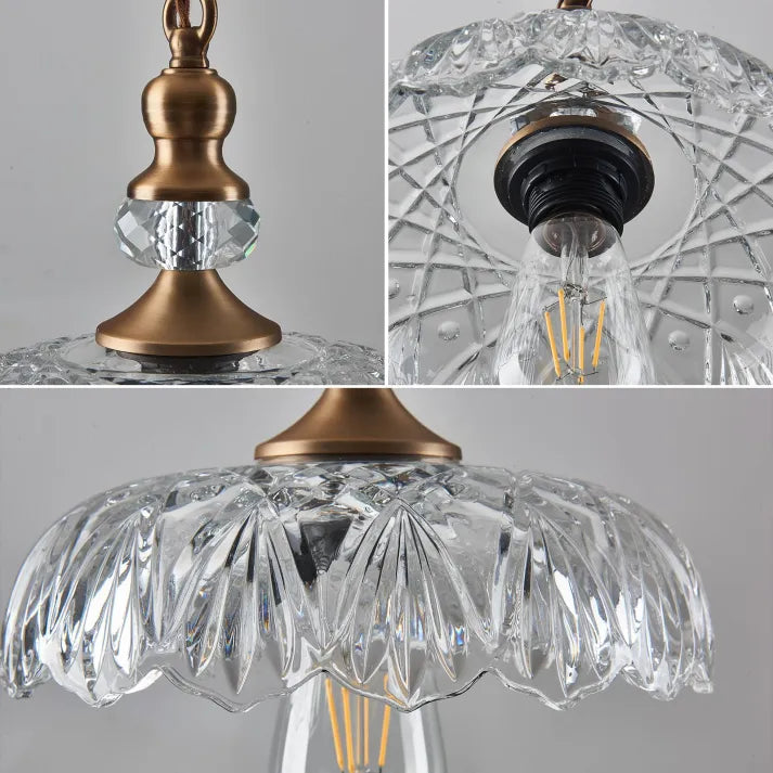 Midt i århundredet mini køkkenø pendel i glas – Elegant retro hængelampe til køkken og spisestue