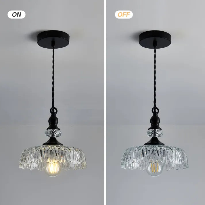 Midt i århundredet mini køkkenø pendel i glas – Elegant retro hængelampe til køkken og spisestue