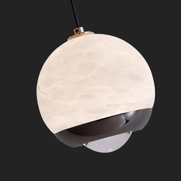 Nordisk marmor alabast pendellampe – Rund globe hængelampe til stue, køkken og spisestue