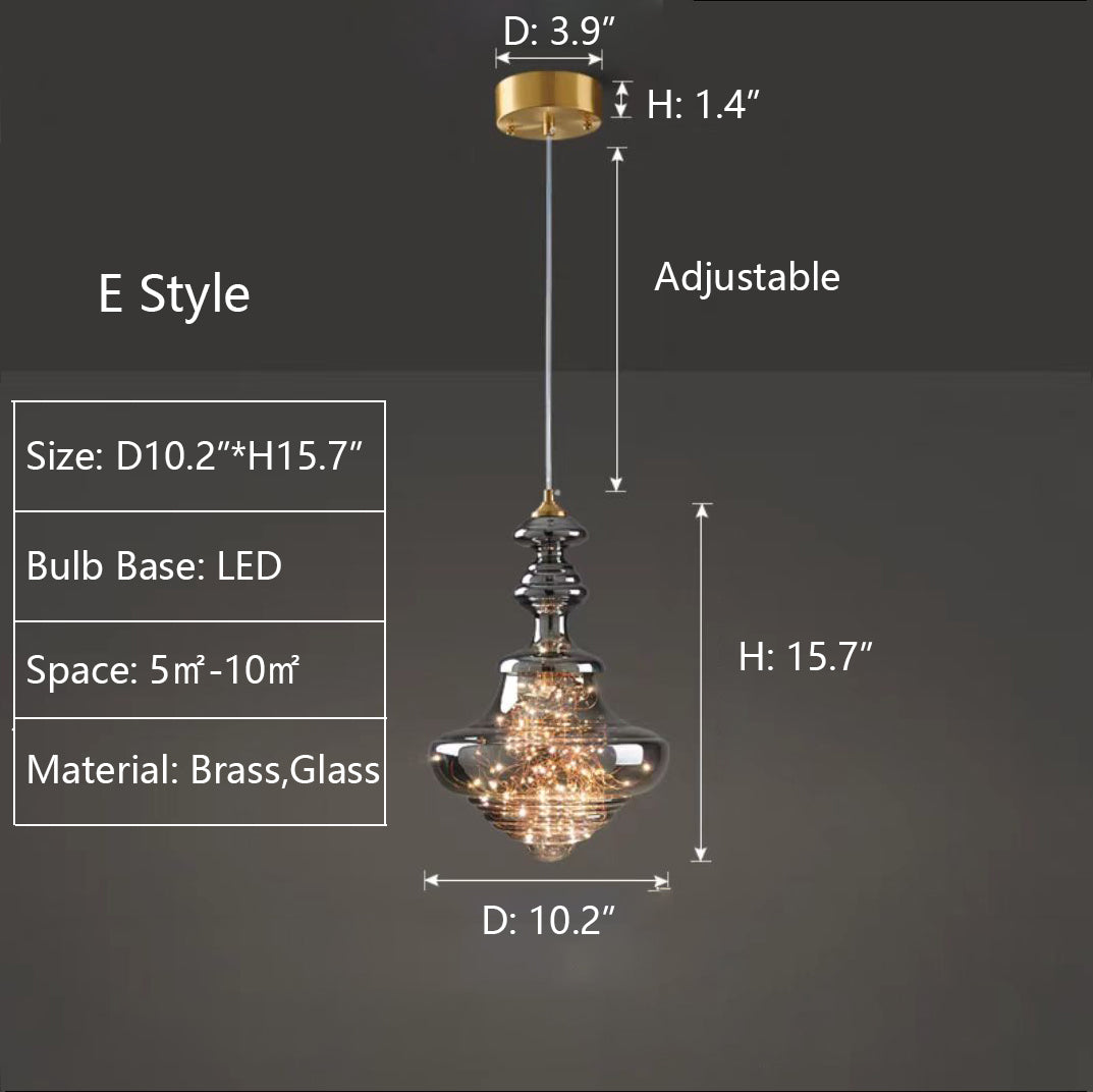 StarrySky – Moderne Pendellampe i Gråt Glas med Stjernehimmel-Effekt til Spisestue og Stue