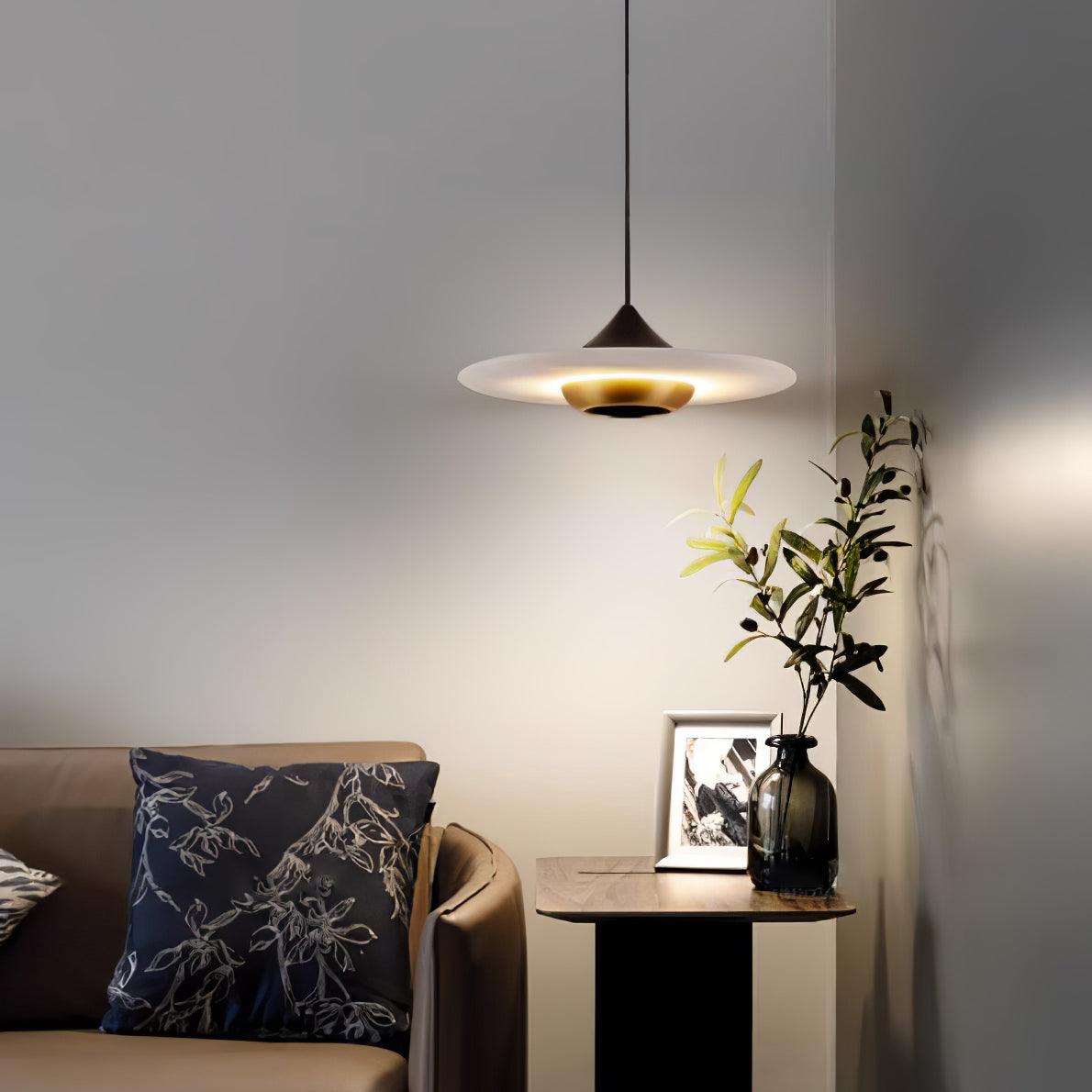 Flyvende tallerken marmor pendel lampe – Elegant moderne hængelampe til stue, køkken og spisestue