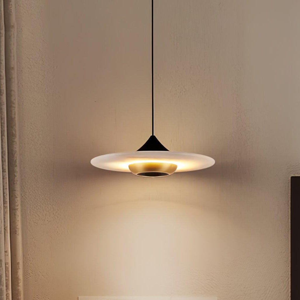 Flyvende tallerken marmor pendel lampe – Elegant moderne hængelampe til stue, køkken og spisestue