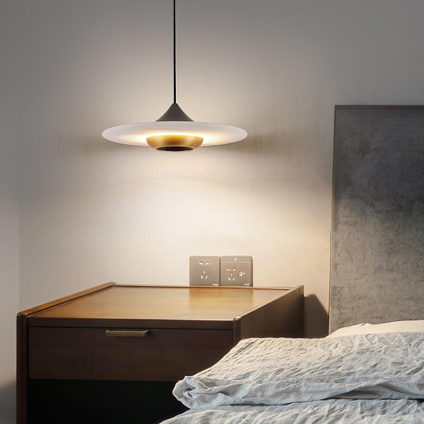 Flyvende tallerken marmor pendel lampe – Elegant moderne hængelampe til stue, køkken og spisestue