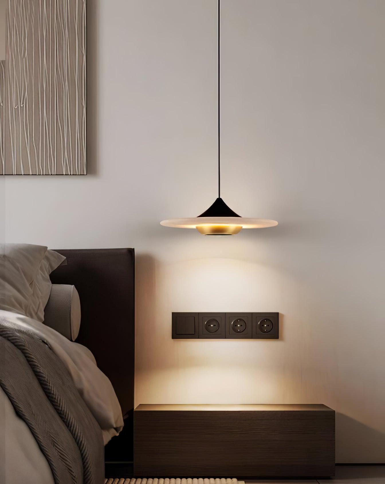 Flyvende tallerken marmor pendel lampe – Elegant moderne hængelampe til stue, køkken og spisestue