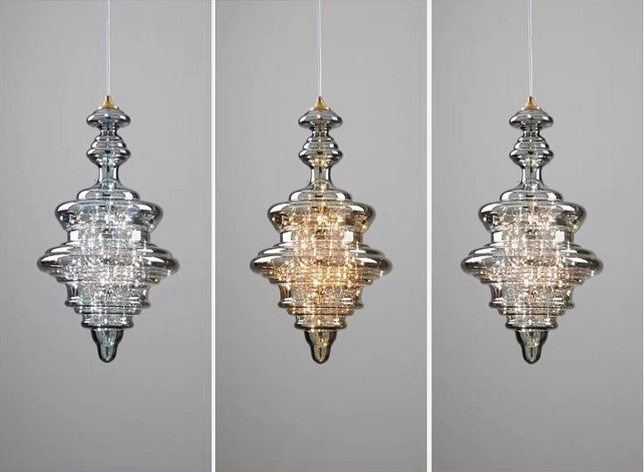 StarrySky – Moderne Pendellampe i Gråt Glas med Stjernehimmel-Effekt til Spisestue og Stue