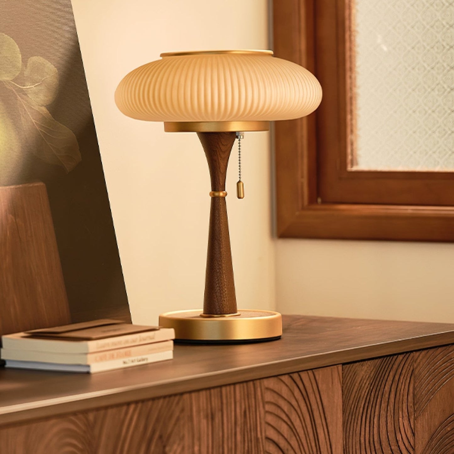 Matsutake Glow – Elegant Bordlampe i Svampeinspireret Design til Moderne Indretning