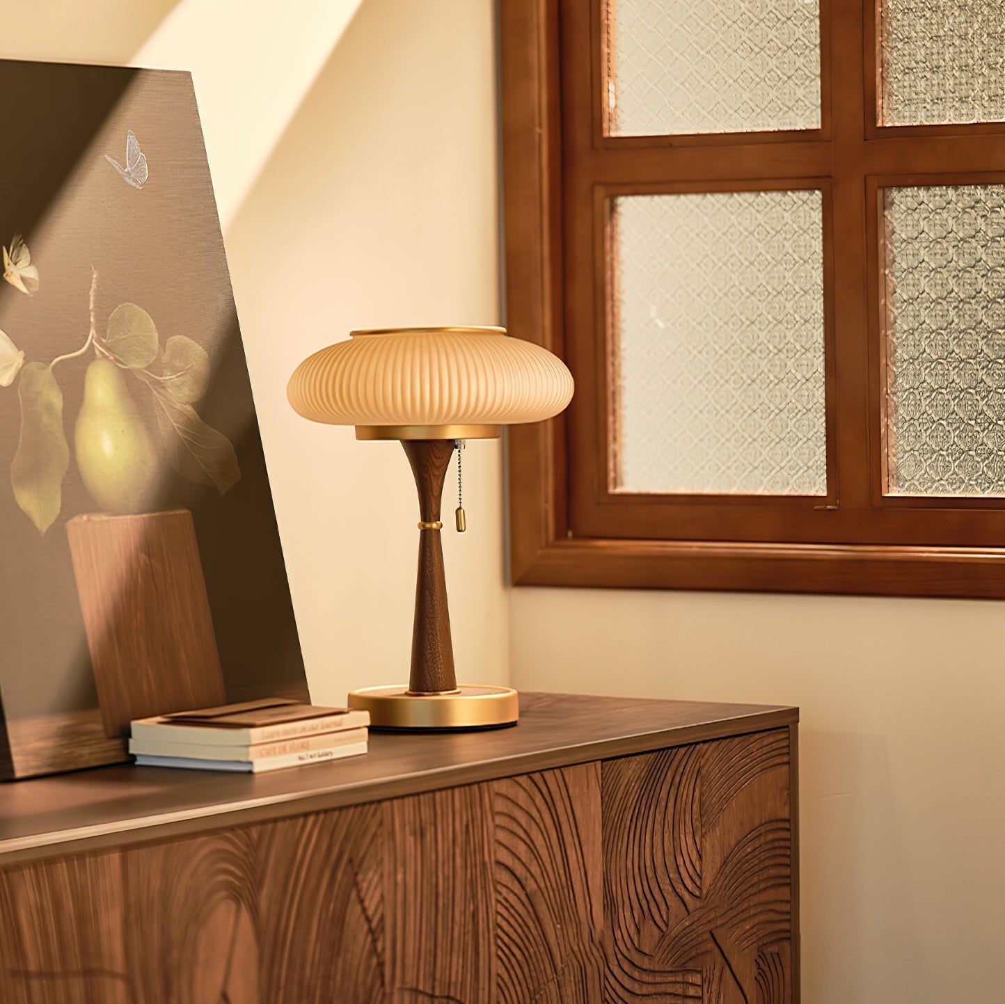 Matsutake Glow – Elegant Bordlampe i Svampeinspireret Design til Moderne Indretning