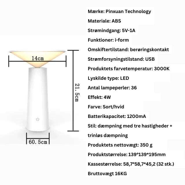 Remoteglo – Trådløs LED Bordlampe med Fjernbetjening i Moderne Design