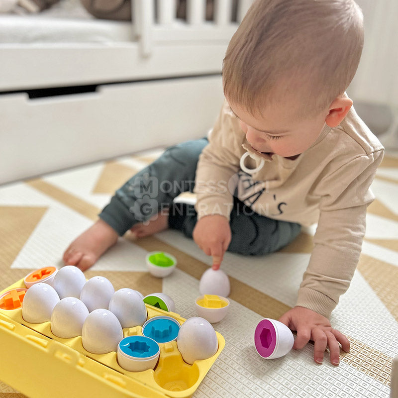 ShapeEggs Sæt – Geometrisk Æglegesæt | Farverig Læring for Børn 12+ Måneder