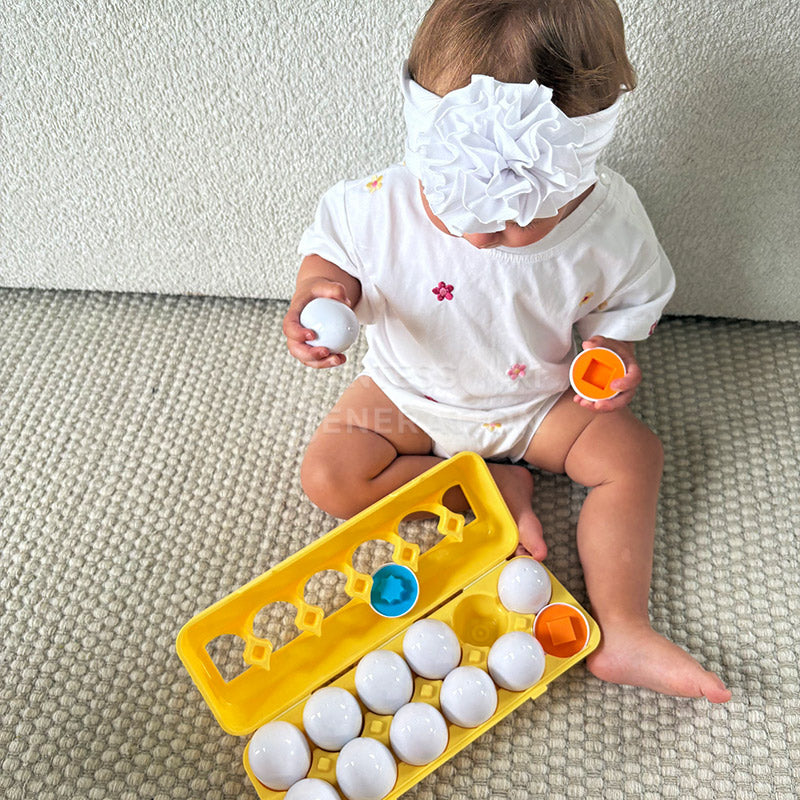 ShapeEggs Sæt – Geometrisk Æglegesæt | Farverig Læring for Børn 12+ Måneder