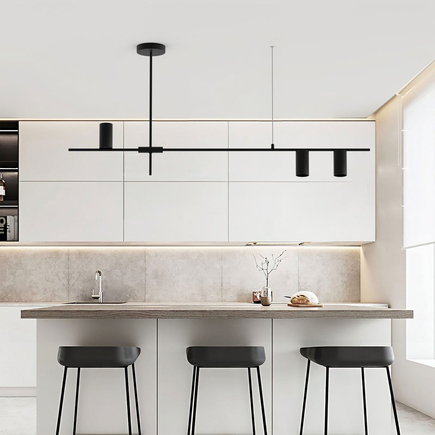 Noreen moderne lysekrone med lang liner – Elegant stilfuld loftslampe til stue, køkken og spisestue