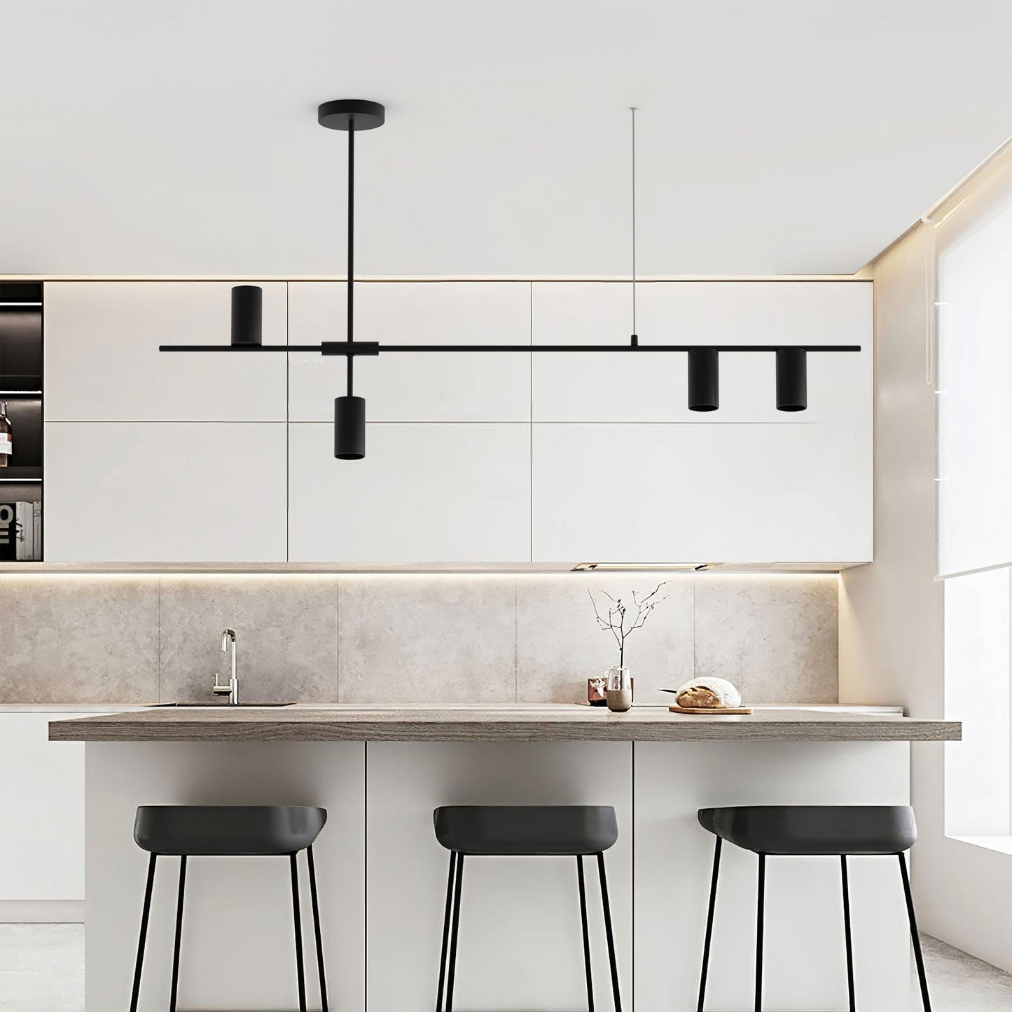 Noreen moderne lysekrone med lang liner – Elegant stilfuld loftslampe til stue, køkken og spisestue