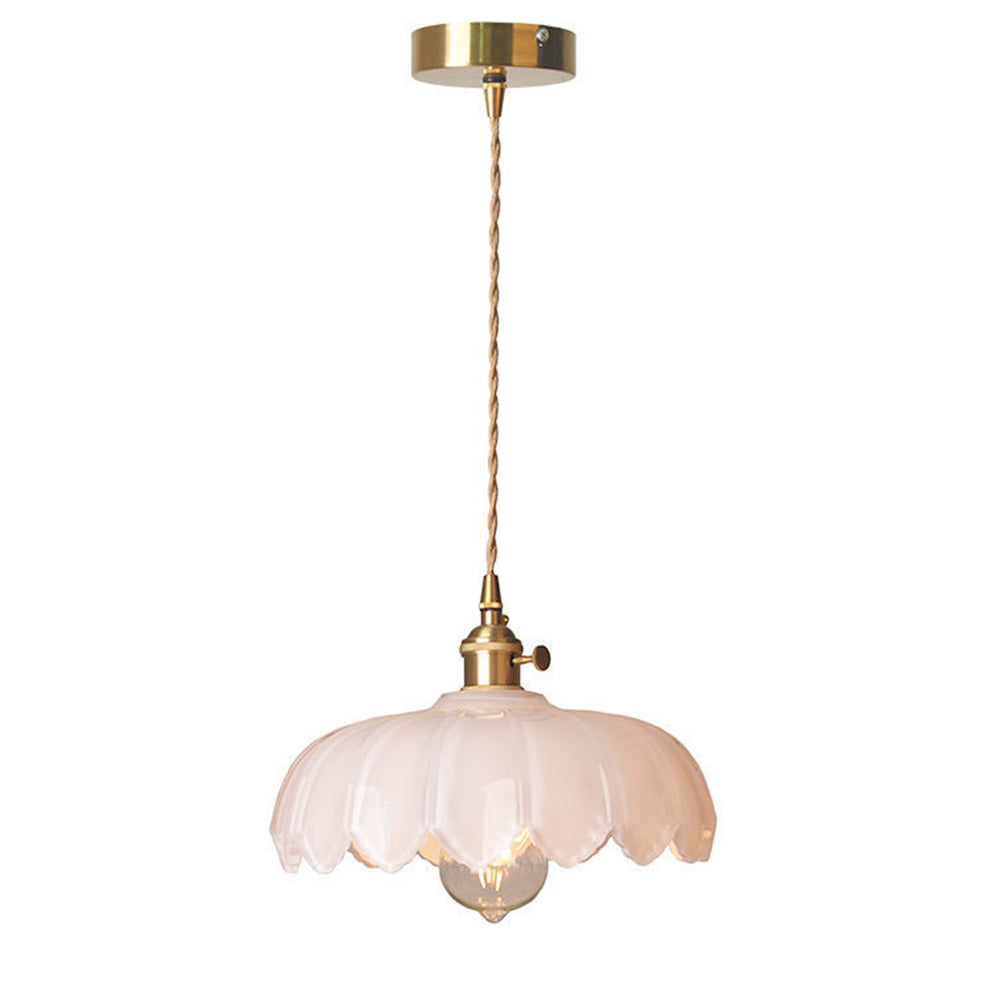 FloraGlaze Vintage – Hængelampe med Glaseret Blomsterdesign i Klassisk Retrostil