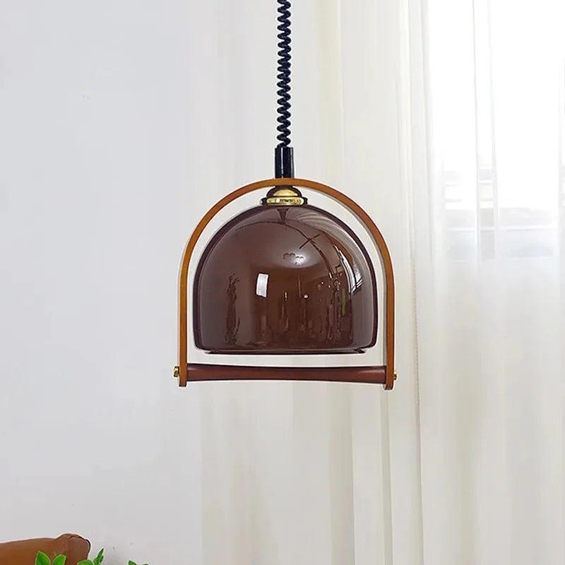 Vintage Bauhaus pendler i træ – Klassisk stilfuld hængelampe til stue, køkken og spisestue
