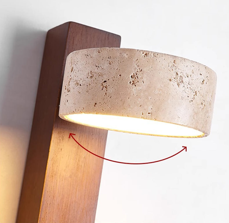 WabiSabi StoneGlow – Off-White Travertin Væglampe i Naturligt Japansk-Inspireret Design