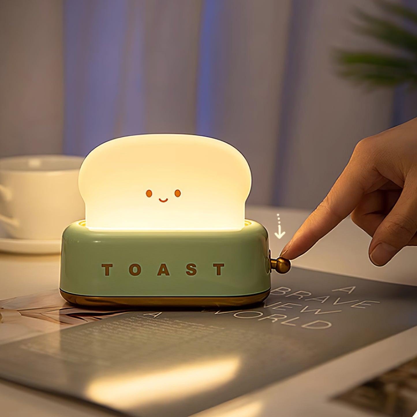 Design af brødrister bordlampe med indbygget batteri – Moderne stilfuld lampe til stue, soveværelse og kontor