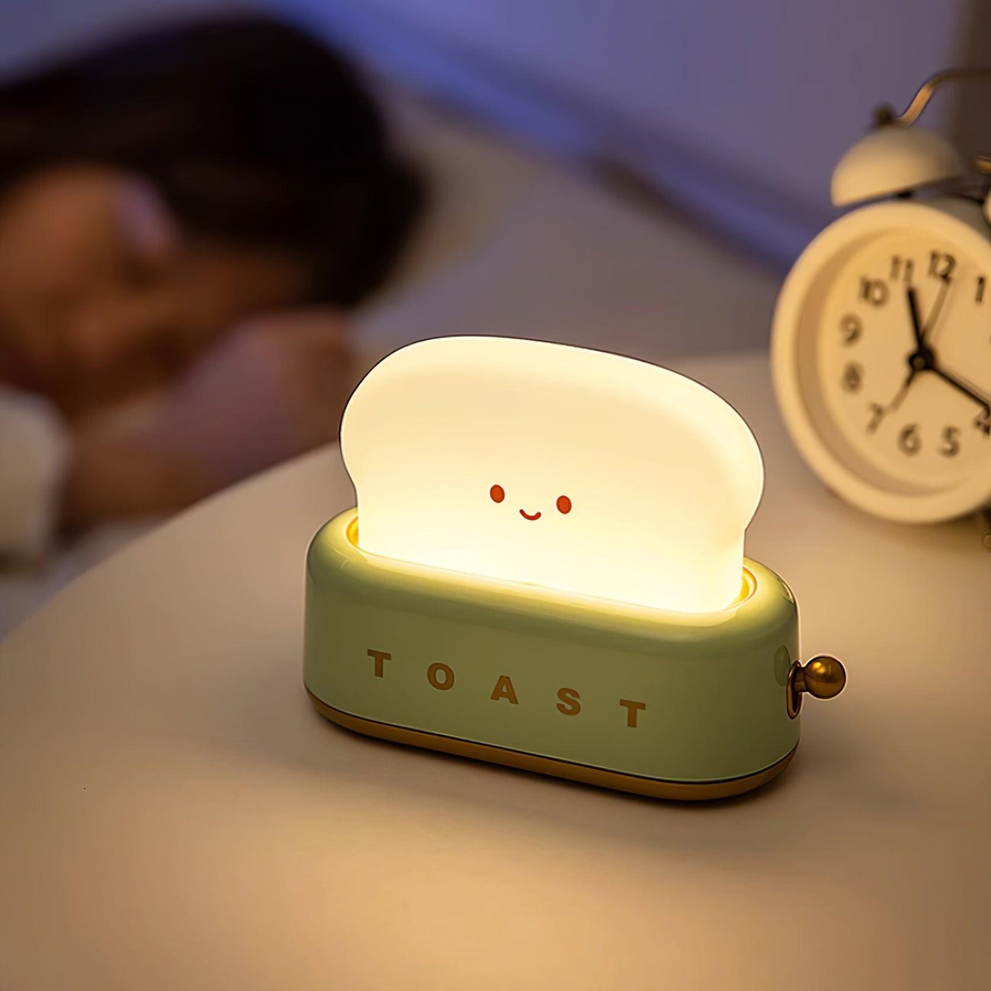 Design af brødrister bordlampe med indbygget batteri – Moderne stilfuld lampe til stue, soveværelse og kontor