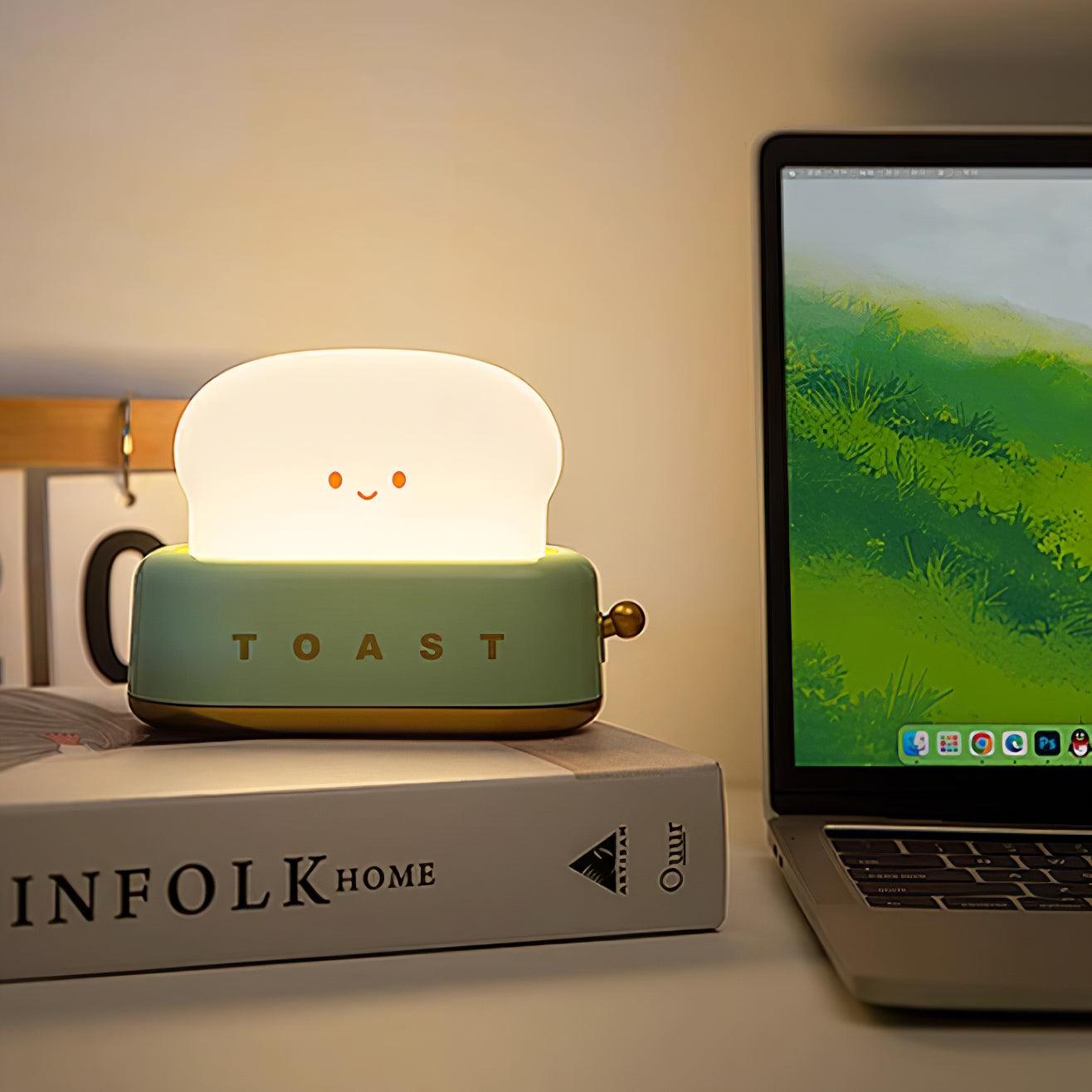 Design af brødrister bordlampe med indbygget batteri – Moderne stilfuld lampe til stue, soveværelse og kontor