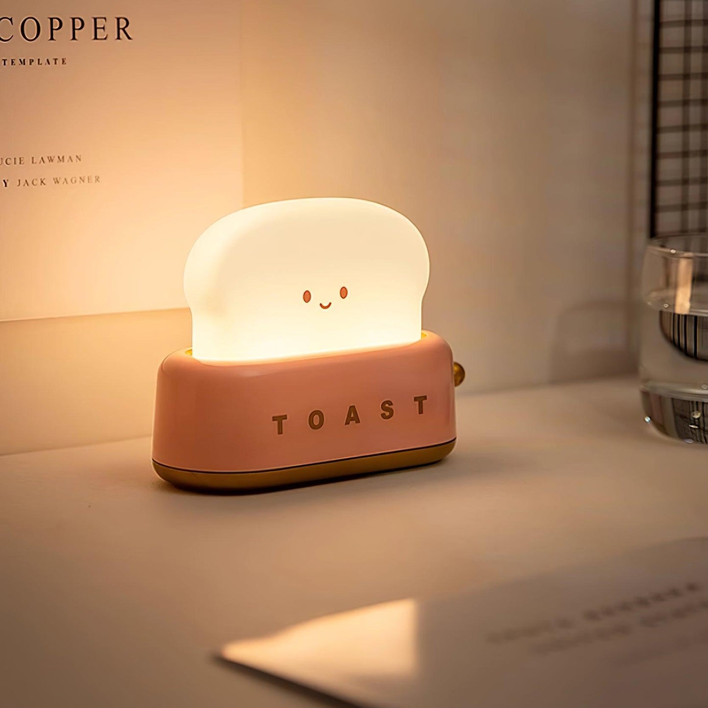 Design af brødrister bordlampe med indbygget batteri – Moderne stilfuld lampe til stue, soveværelse og kontor