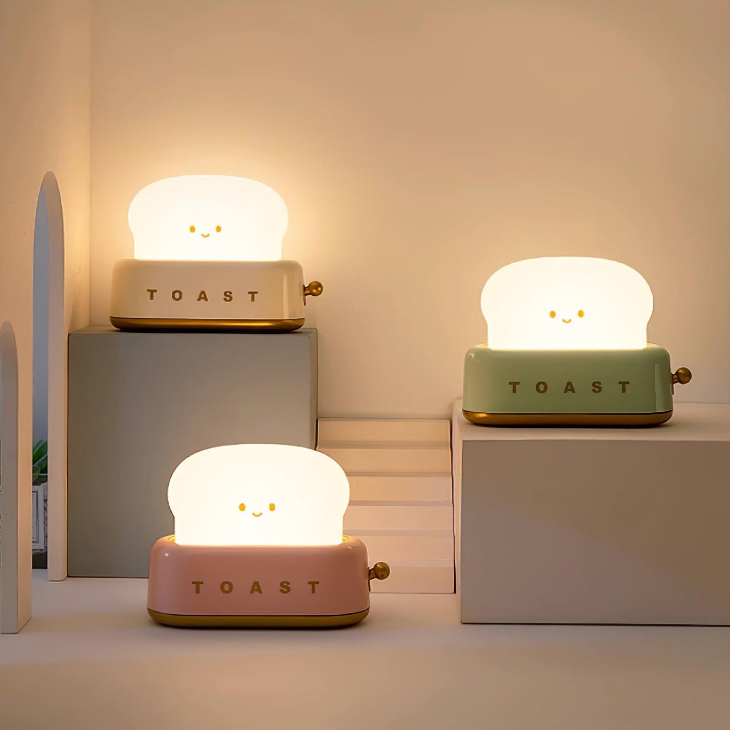 Design af brødrister bordlampe med indbygget batteri – Moderne stilfuld lampe til stue, soveværelse og kontor