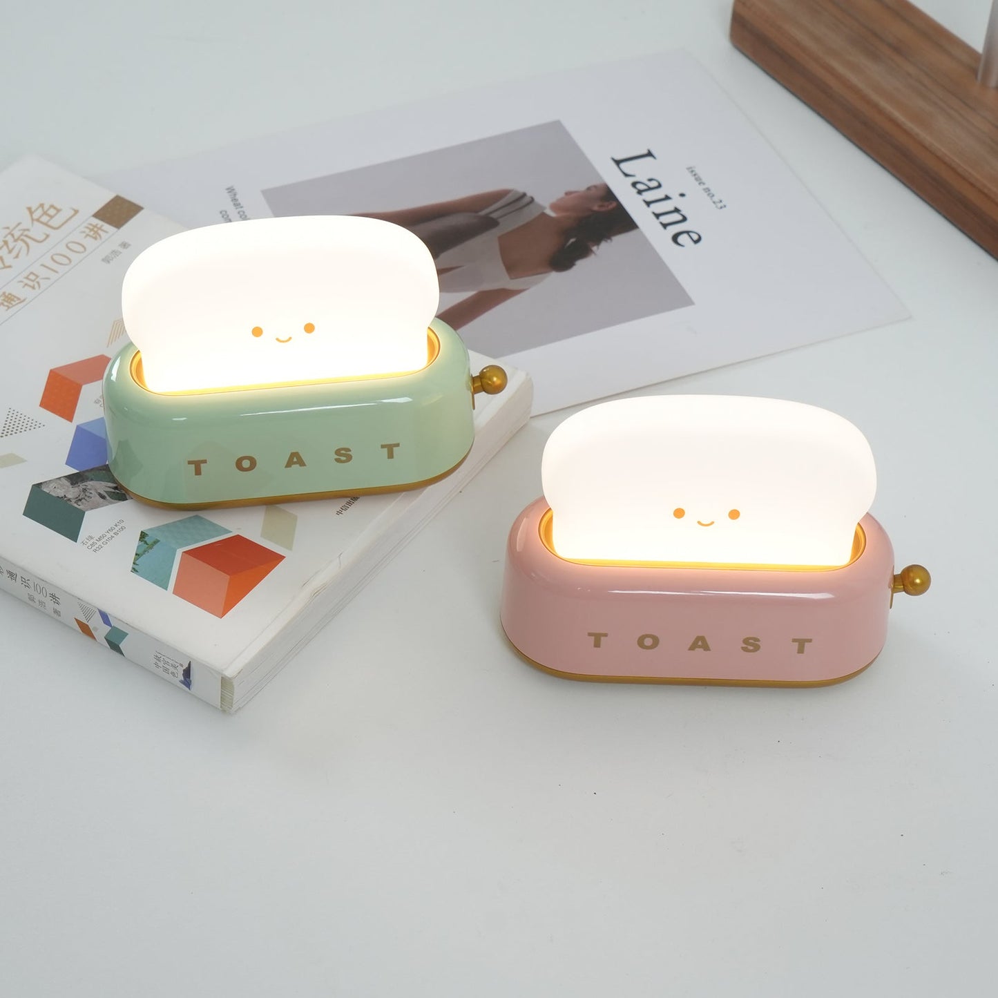 Design af brødrister bordlampe med indbygget batteri – Moderne stilfuld lampe til stue, soveværelse og kontor