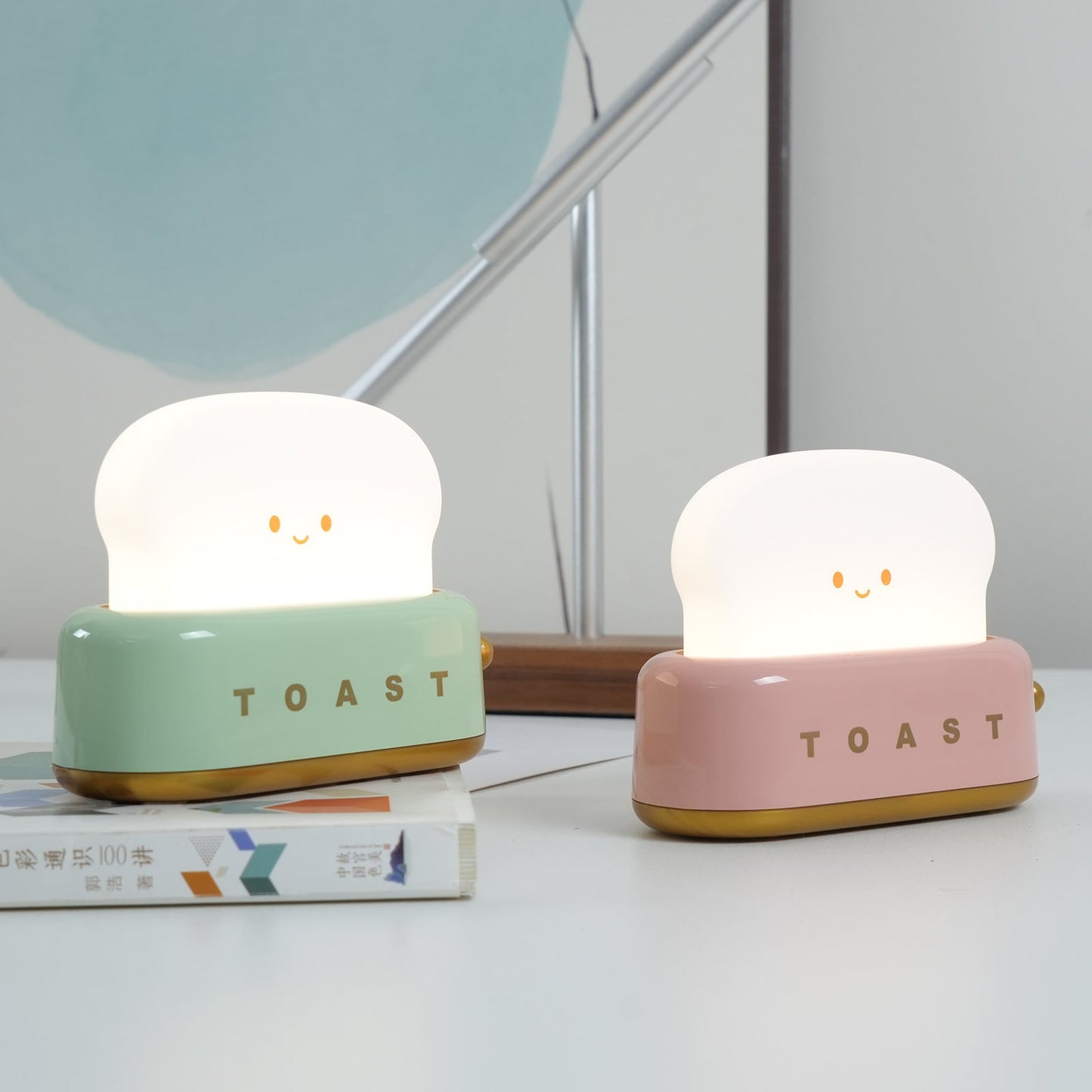Design af brødrister bordlampe med indbygget batteri – Moderne stilfuld lampe til stue, soveværelse og kontor
