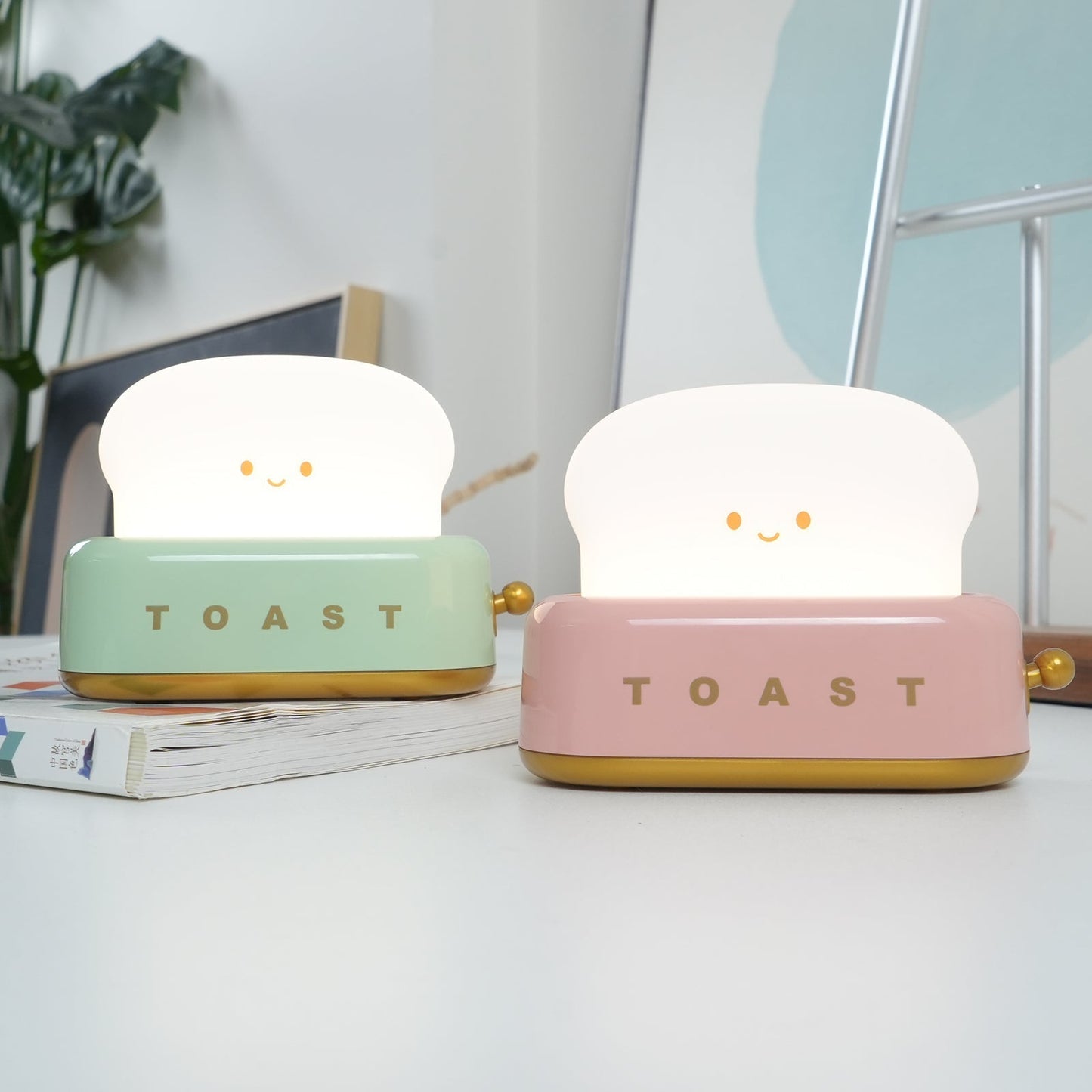 Design af brødrister bordlampe med indbygget batteri – Moderne stilfuld lampe til stue, soveværelse og kontor