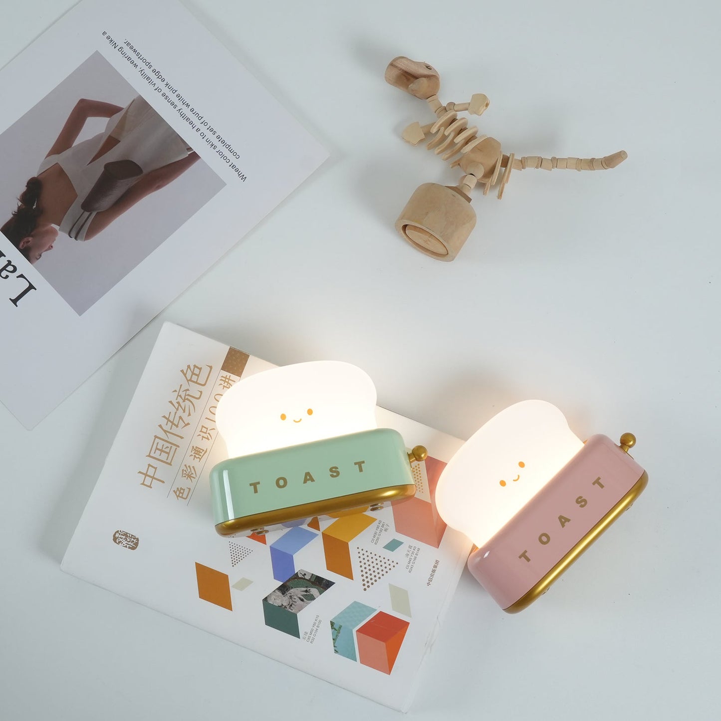 Design af brødrister bordlampe med indbygget batteri – Moderne stilfuld lampe til stue, soveværelse og kontor