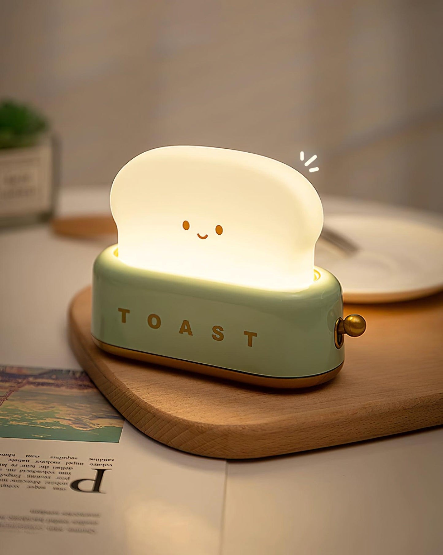 Design af brødrister bordlampe med indbygget batteri – Moderne stilfuld lampe til stue, soveværelse og kontor