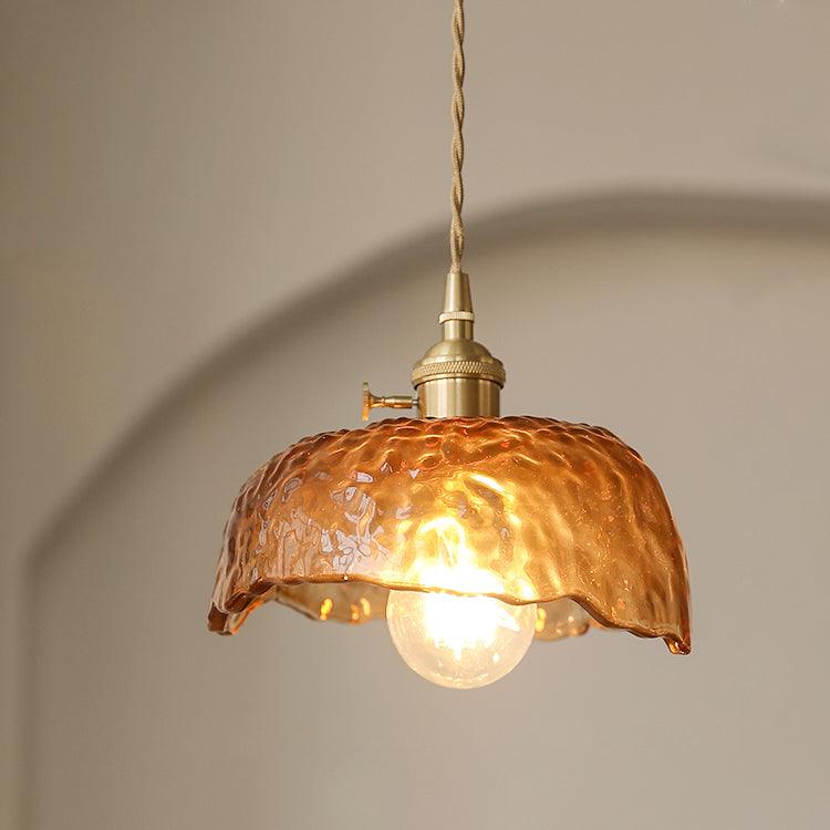 Vintage pendel i brunt glas – Elegant retro hængelampe til stue, køkken og spisestue