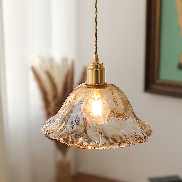 Vintage pendel i brunt glas – Elegant retro hængelampe til stue, køkken og spisestue