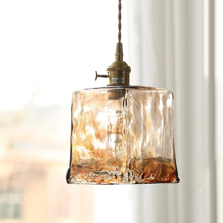 Vintage pendel i brunt glas – Elegant retro hængelampe til stue, køkken og spisestue