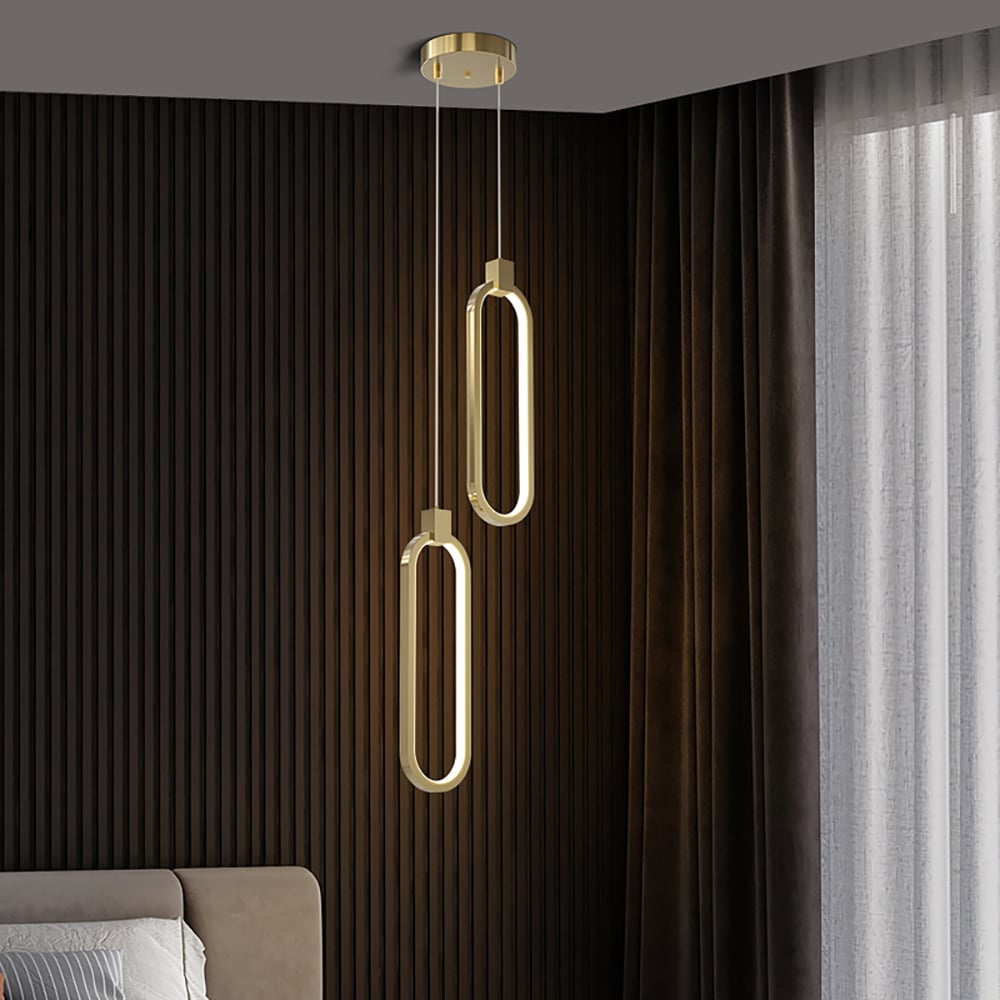 Golden Circle – Elegant 2-Lys Pendellampe i Guld og Messing til Spisestue og Stue